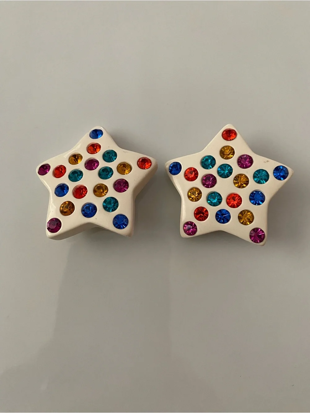 Vintage 1980s large star rhinestone clip-on statement earrings